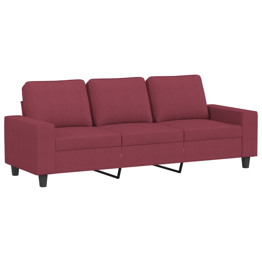 Sofá de 3 lugares com apoio de pés 180 cm tecido vermelho tinto