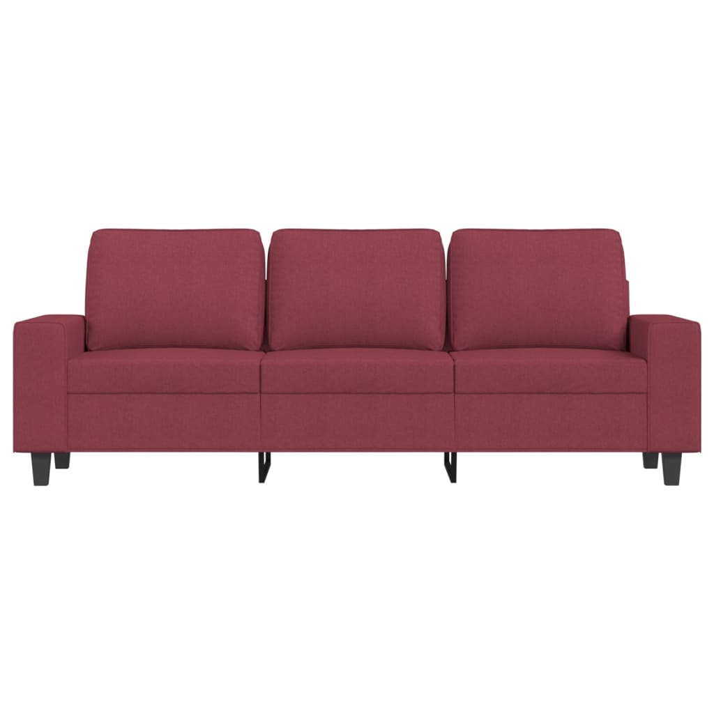 Sofá de 3 lugares com apoio de pés 180 cm tecido vermelho tinto