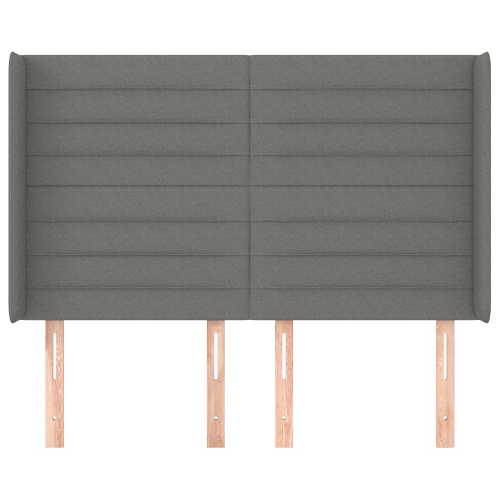 Cabeceira cama c/ abas tecido 147x16x118/128 cm cinzento-escuro