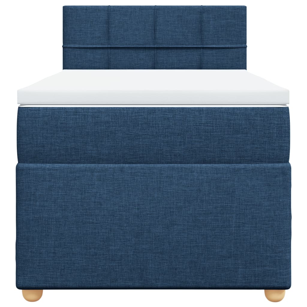 Cama com molas/colchão 90x190 cm tecido azul