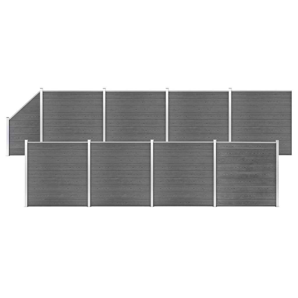 Painel vedação wpc 8 quadrados/1 inclinado 1484x186 cm cinzento