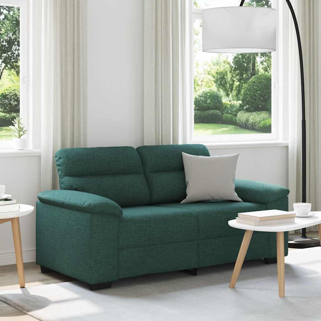 Sofá de 2 lugares 160x81x84 cm tecido verde-escuro