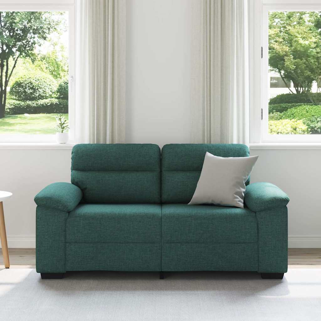 Sofá de 2 lugares 160x81x84 cm tecido verde-escuro