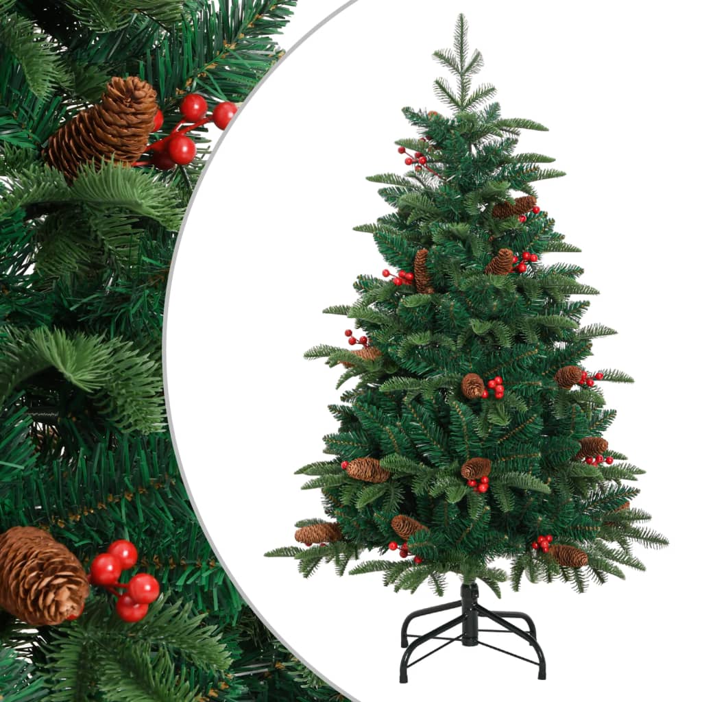 Árvore de natal artificial articulada c/ pinhas e bagas 150 cm