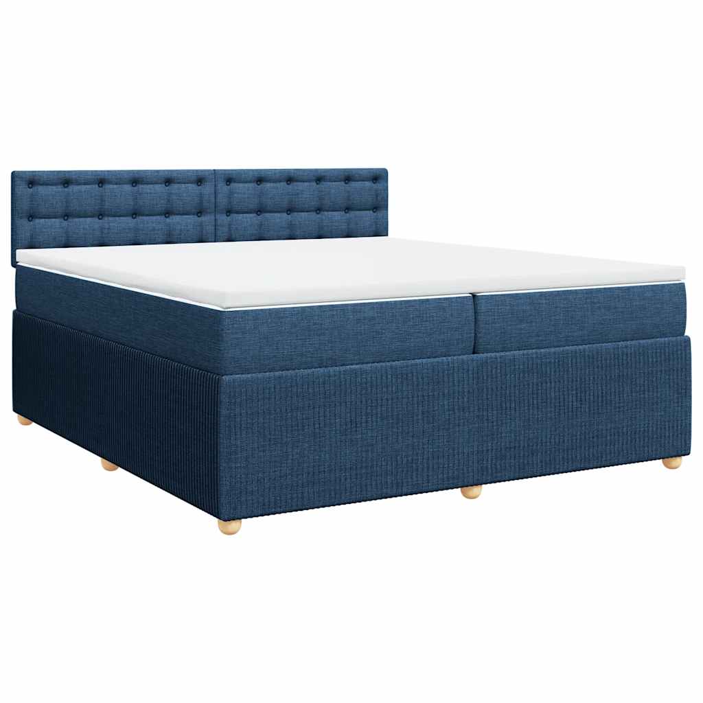 Cama com molas/colchão 200x200 cm tecido azul