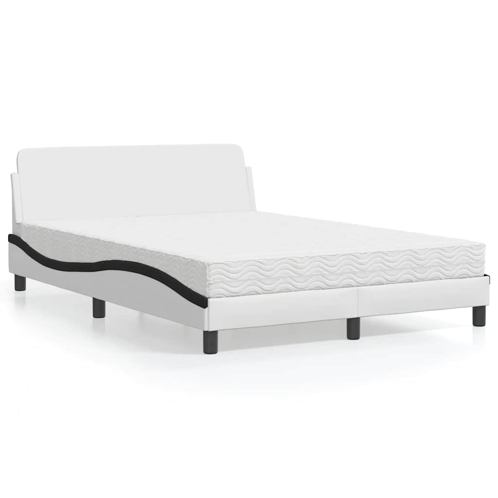 Cama com colchão dover 120x200 cm couro artificial branco e preto