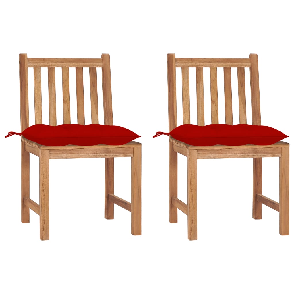 Cadeiras de jardim c/ almofadões 2 pcs madeira de teca maciça