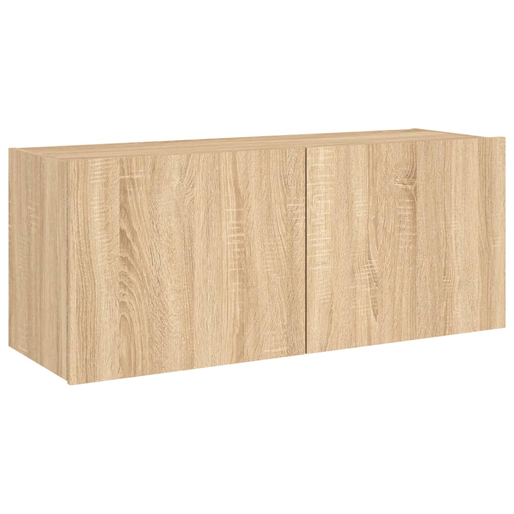 Móvel de parede p/ TV c/ luzes LED 100x35x41 cm carvalho sonoma