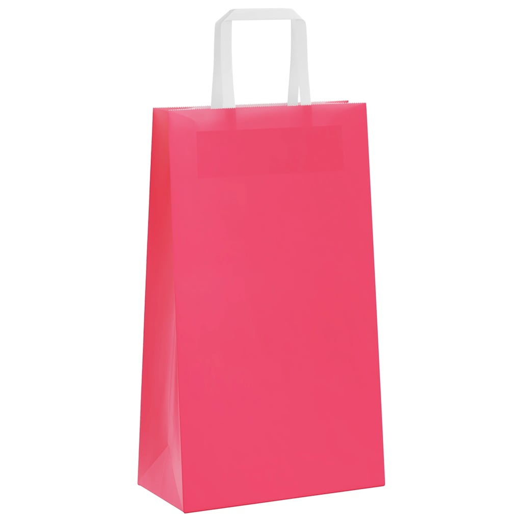 Sacos de papel 250 unid com alças rosa 21x11x36 cm