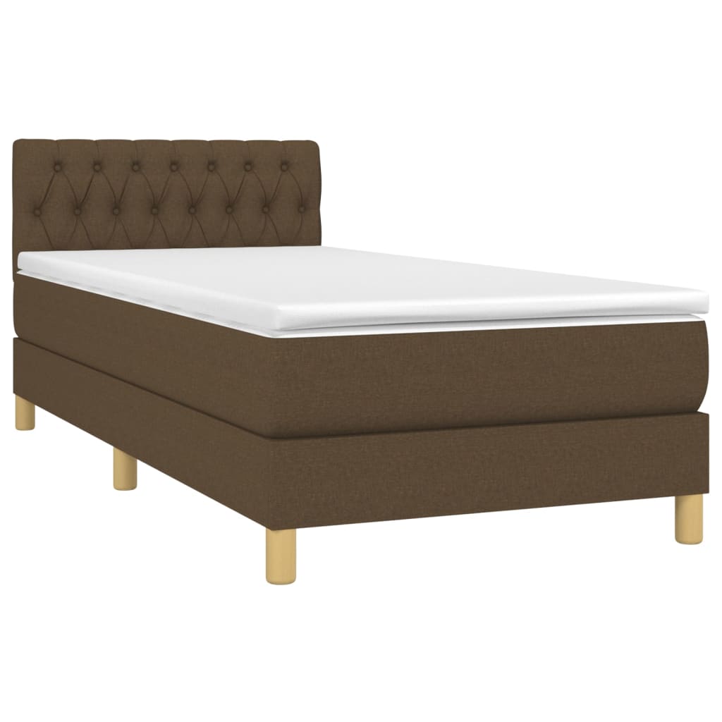 Cama com molas/colchão 100x200 cm tecido castanho-escuro