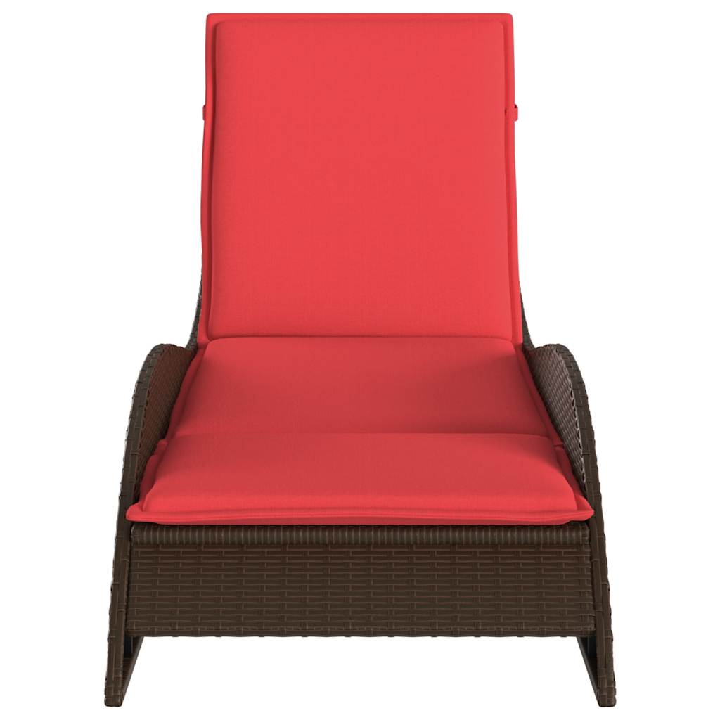 Espreguiçadeira com almofada marrom 60x205x73 cm vime sintético