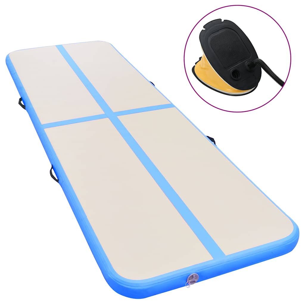 Colchão de ginástica insuflável c/ bomba 400x100x10 cm PVC azul