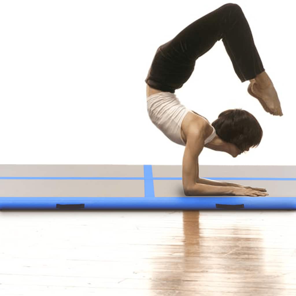 Colchão de ginástica insuflável c/ bomba 400x100x10 cm PVC azul