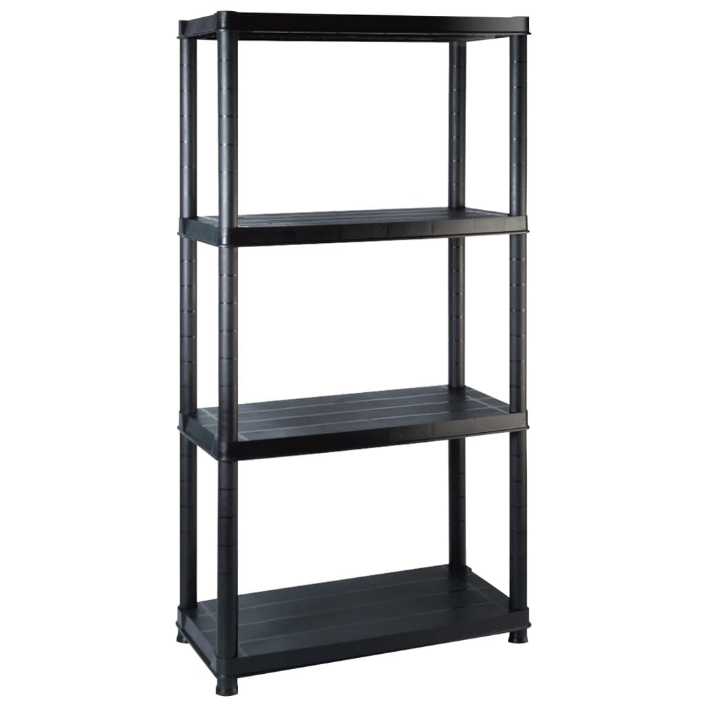 Unidade com 4 prateleiras 244x30,5x130 cm plástico preto
