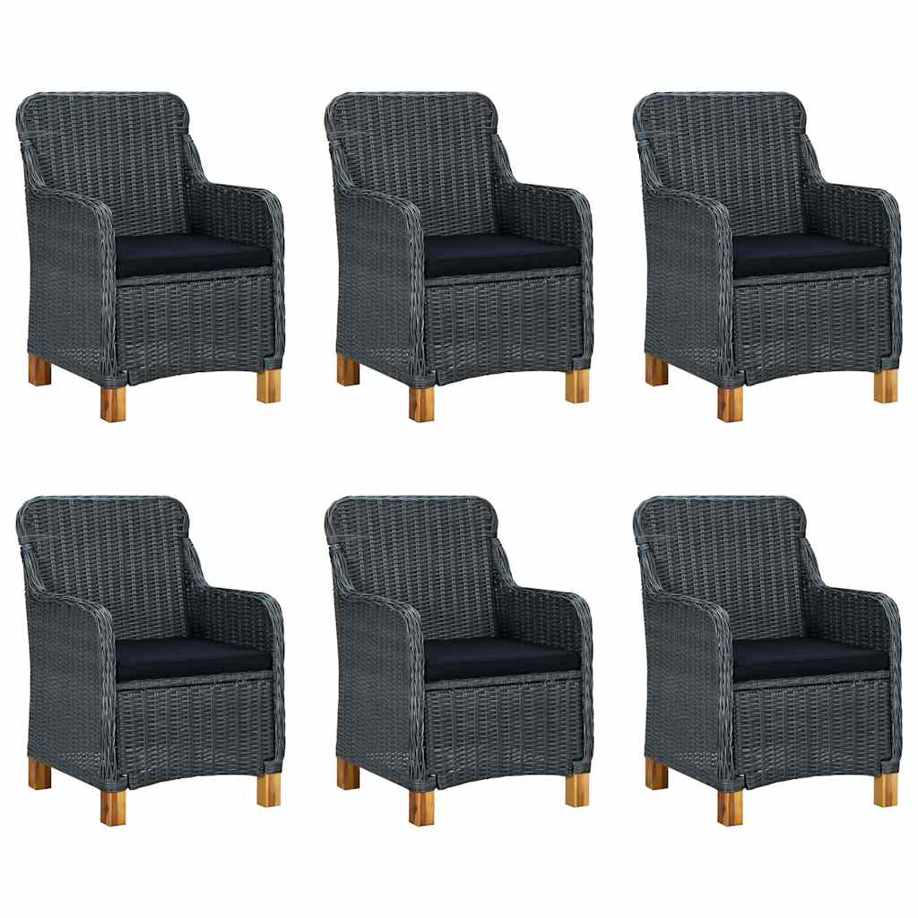 7 Pcs conjunto de jantar para jardim cinzento-escuro