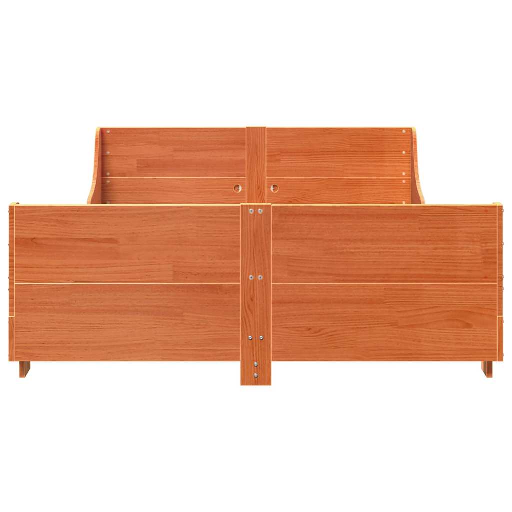Cama sem colchão 120x190 cm madeira pinho maciça castanho-mel