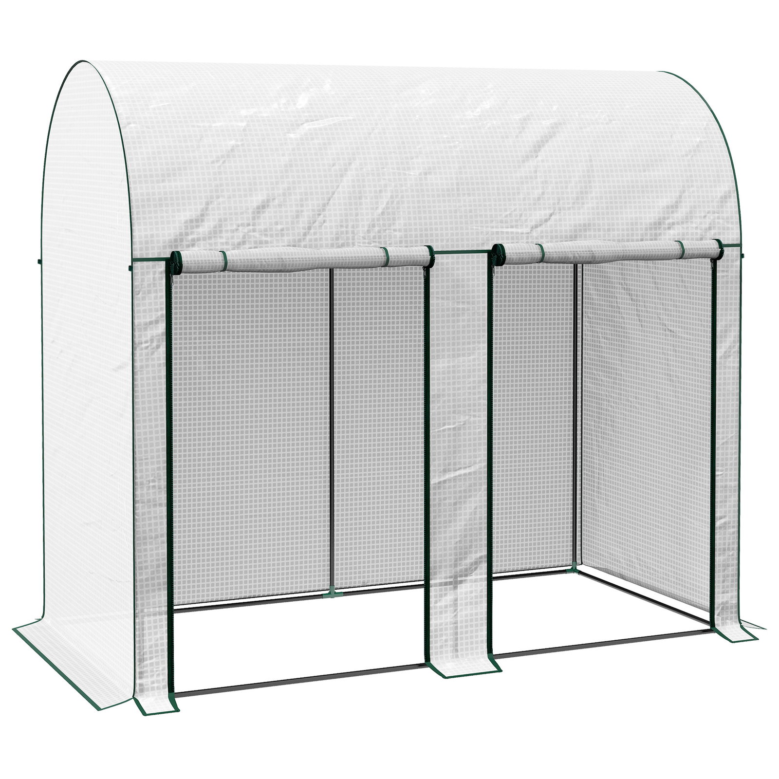 Estufa pequena estufa de exterior com porta dupla com fecho de correr e cobertura de PE para cultivar plantas flores 200x100x178 cm branco