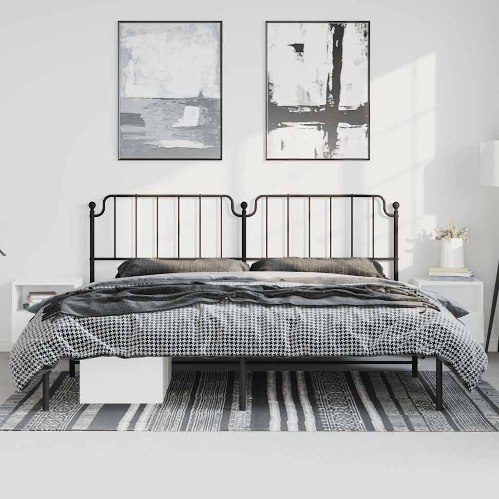 Estrutura de cama com cabeceira 183x213 cm metal preto