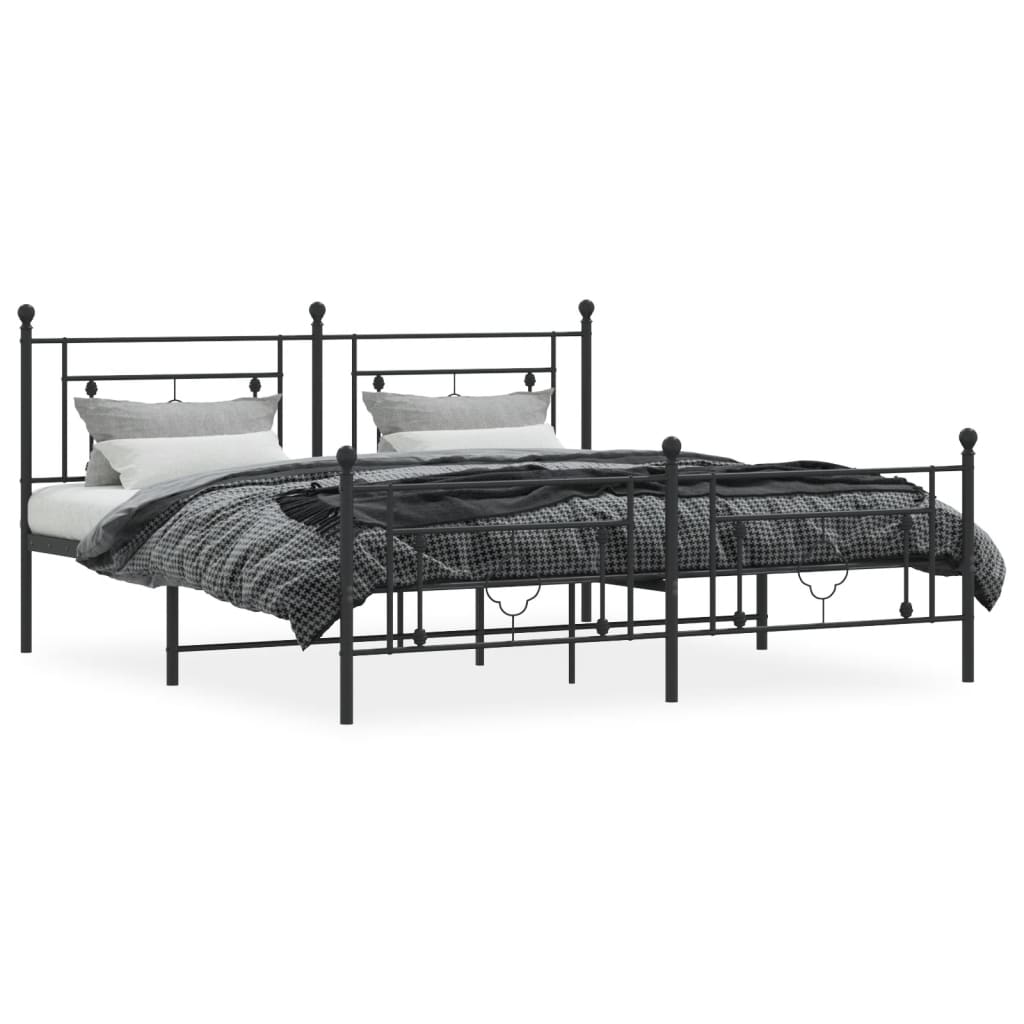 Estrutura de cama com cabeceira e pés 183x213 cm metal preto