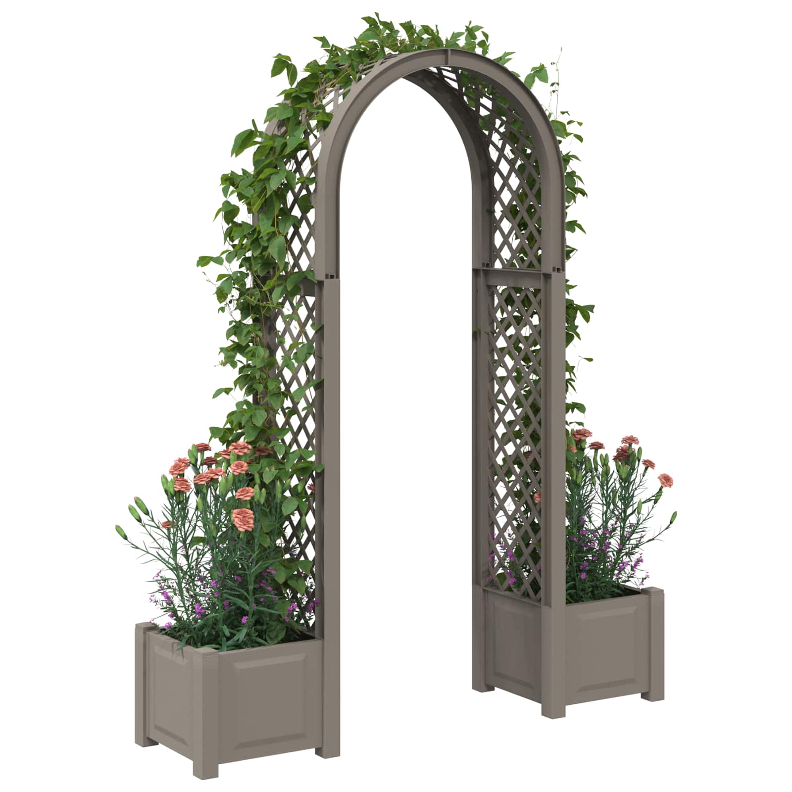 Arco de rosas com vaso cinzento 168,5 x 43 x 207 cm PP