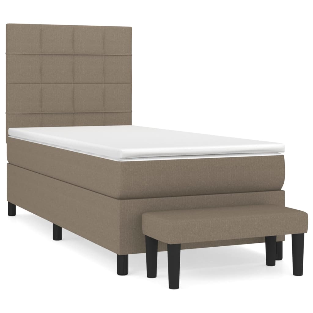 Cama com molas/colchão 100x200 cm tecido cinza-acastanhado