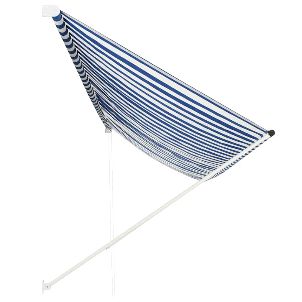 Toldo retrátil 400x150 cm azul e branco