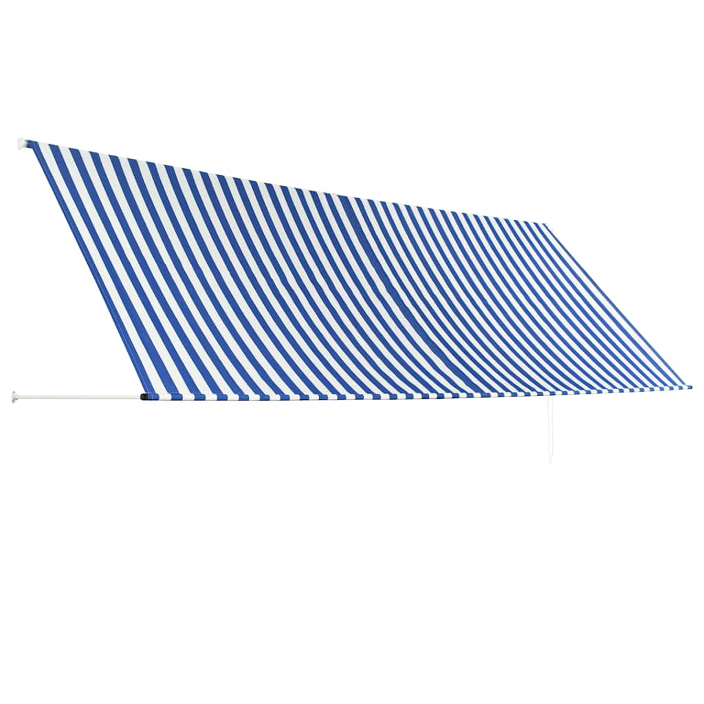 Toldo retrátil 400x150 cm azul e branco