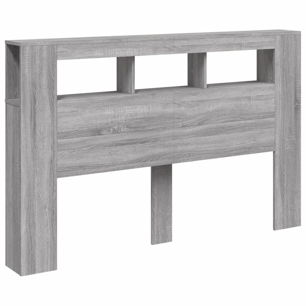 Cabeceira c/ leds 160x18,5x103,5 cm sonoma cinzento