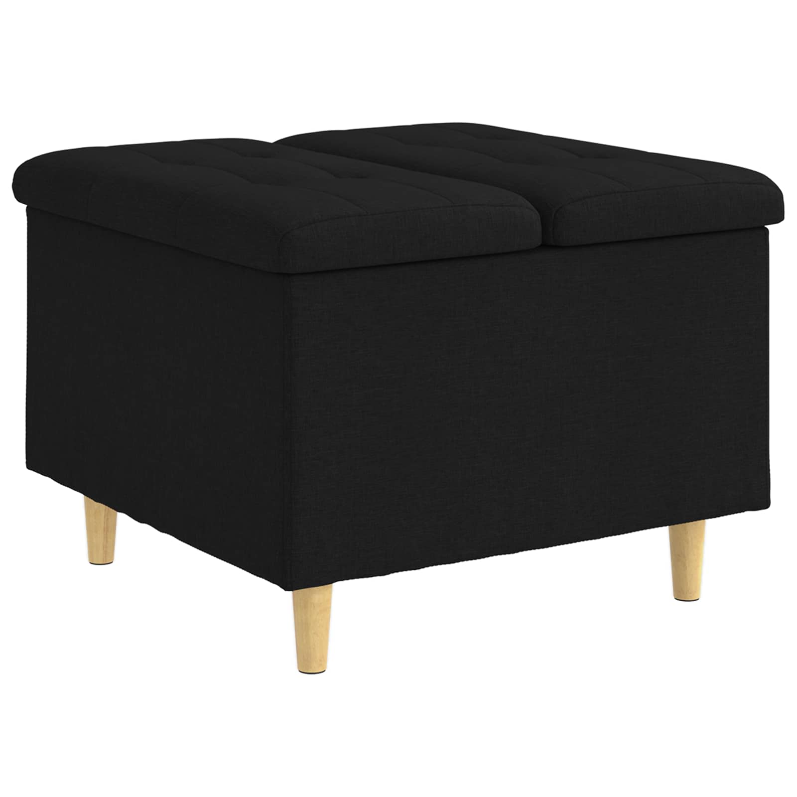 Puff de armazenamento com almofada preto 60 x 60 x 45 cm tecido
