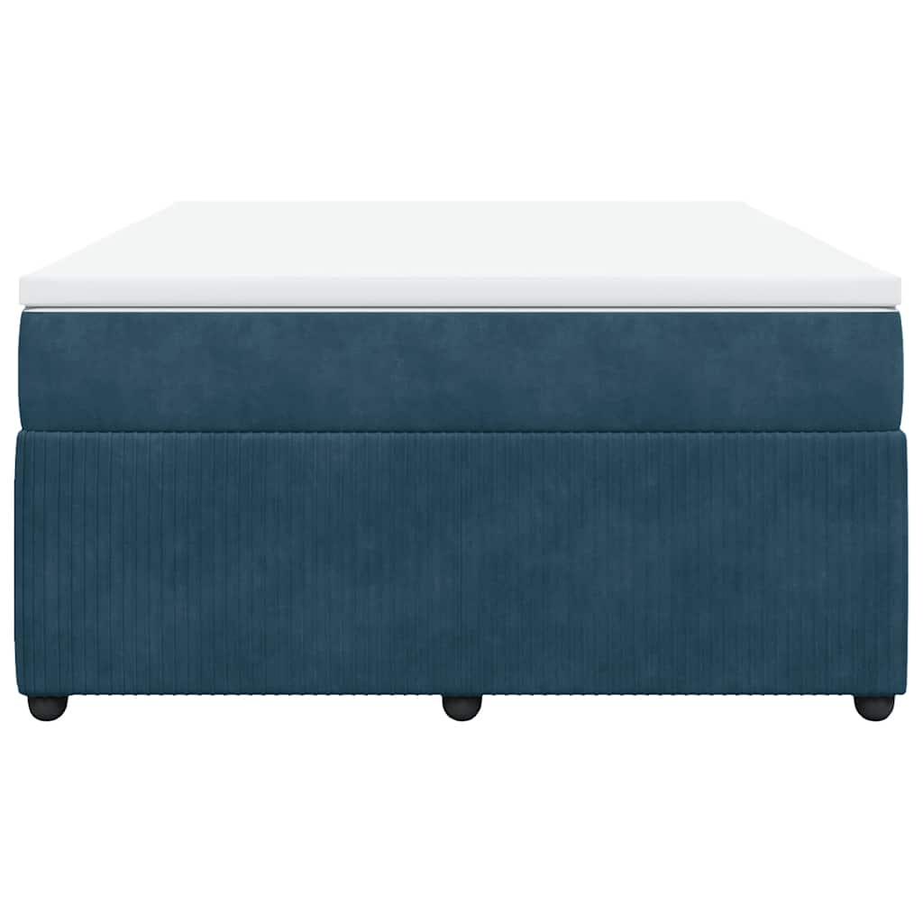 Cama com molas/colchão 160x200 cm veludo azul-escuro