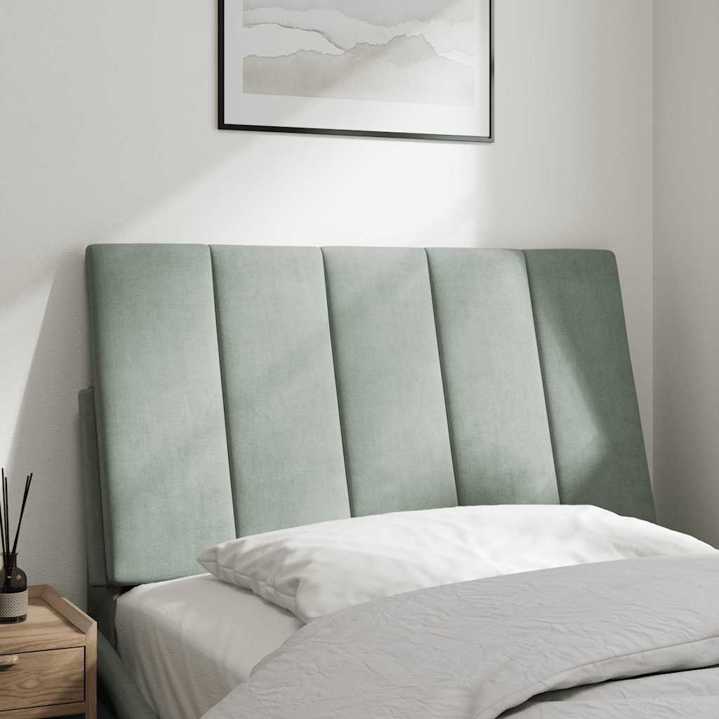 Almofadão de cabeceira hanko 90 cm veludo cinzento-claro