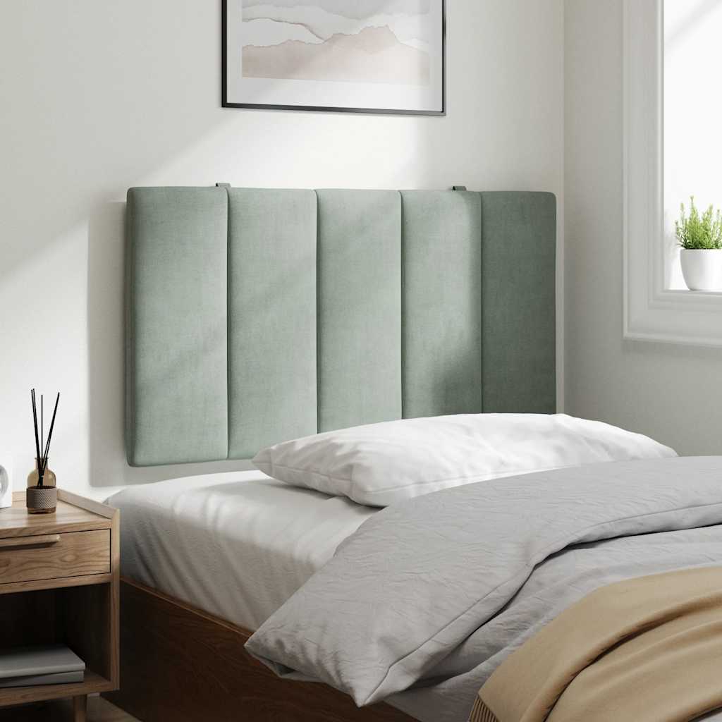 Almofadão de cabeceira hanko 90 cm veludo cinzento-claro