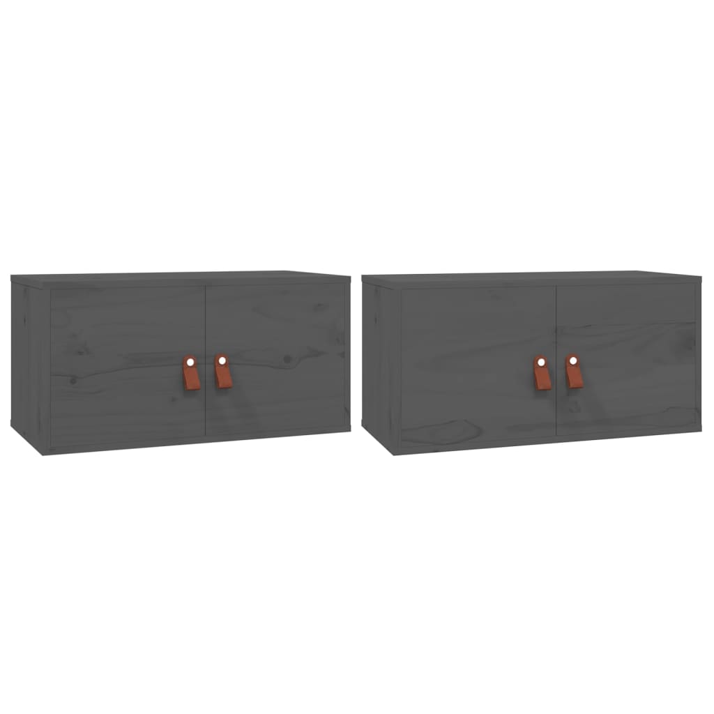 Armários de parede 2 pcs 60x30x30 cm pinho maciço cinzento