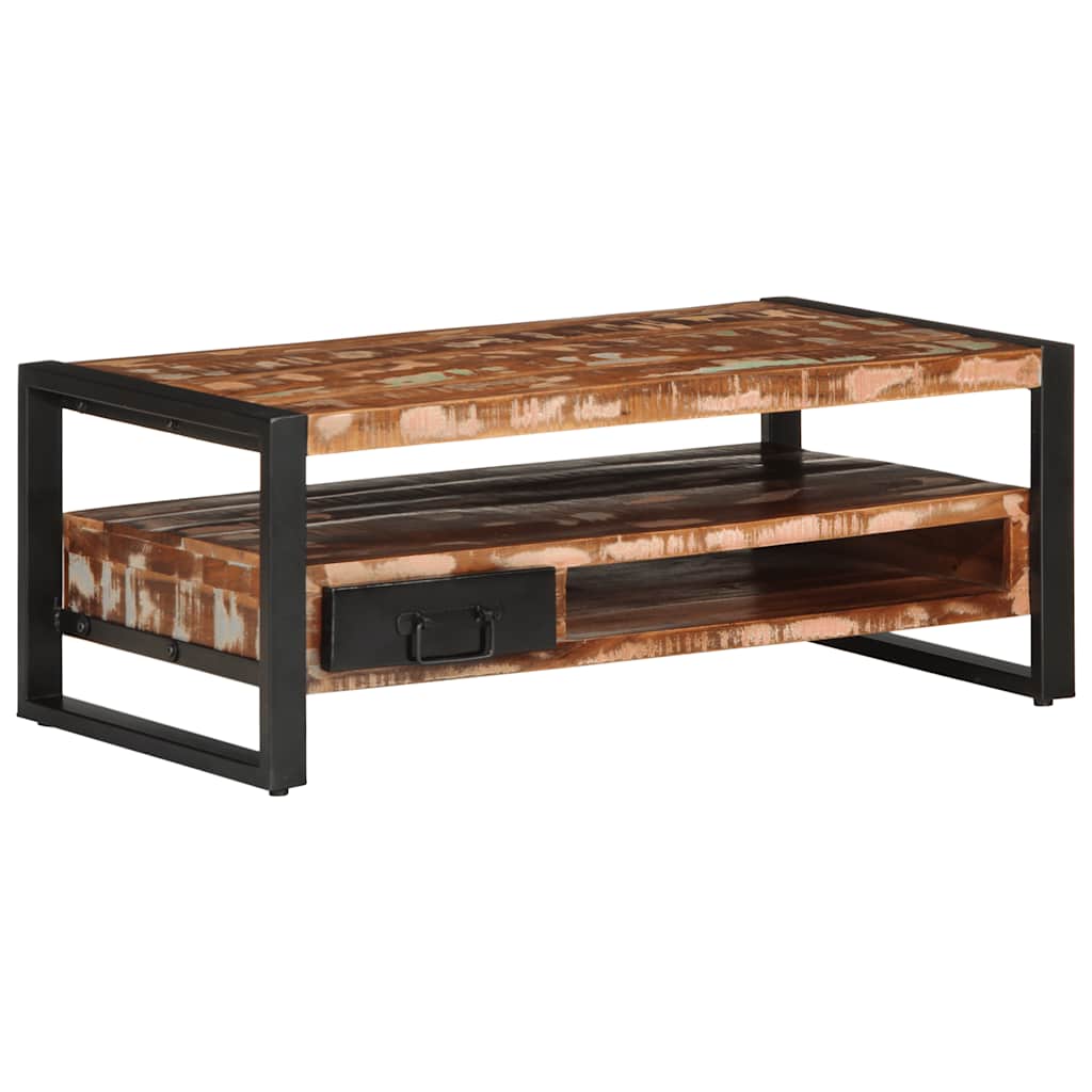 Mesa de centro multicor 90x50x36 cm madeira maciça recuperada