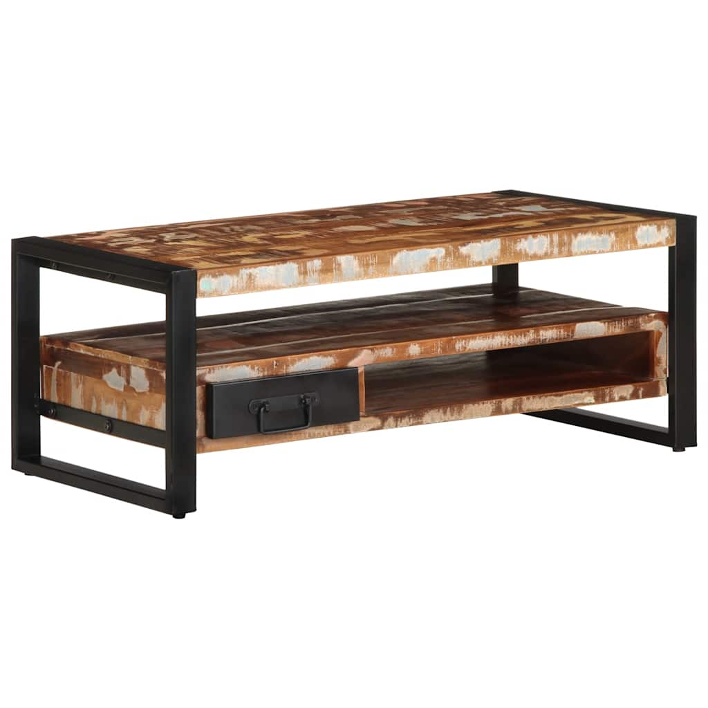 Mesa de centro multicor 90x50x36 cm madeira maciça recuperada