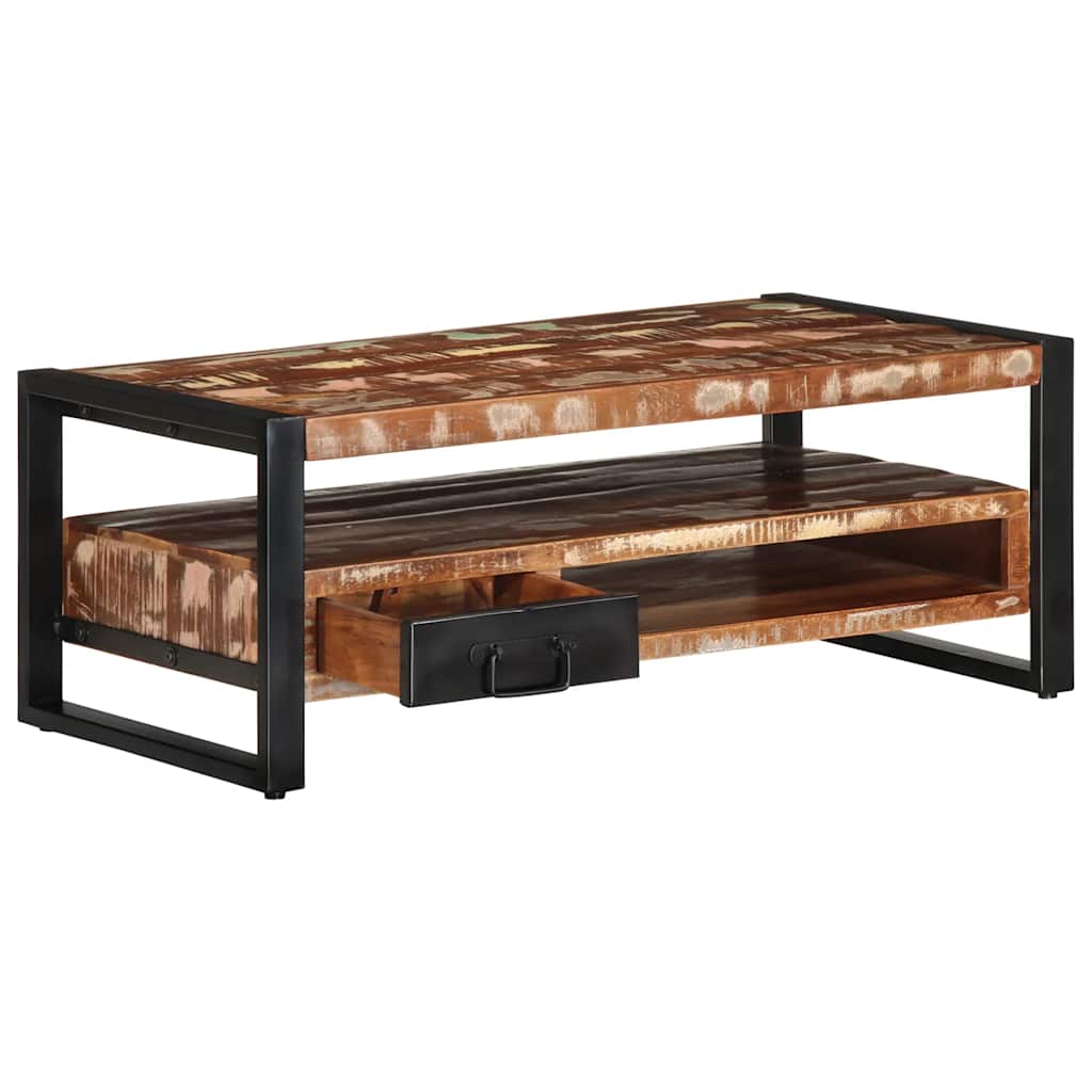 Mesa de centro multicor 90x50x36 cm madeira maciça recuperada