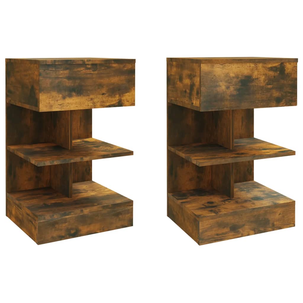 Mesa cabeceira 2pcs 48x35x65cm derivado madeira carvalho fumado
