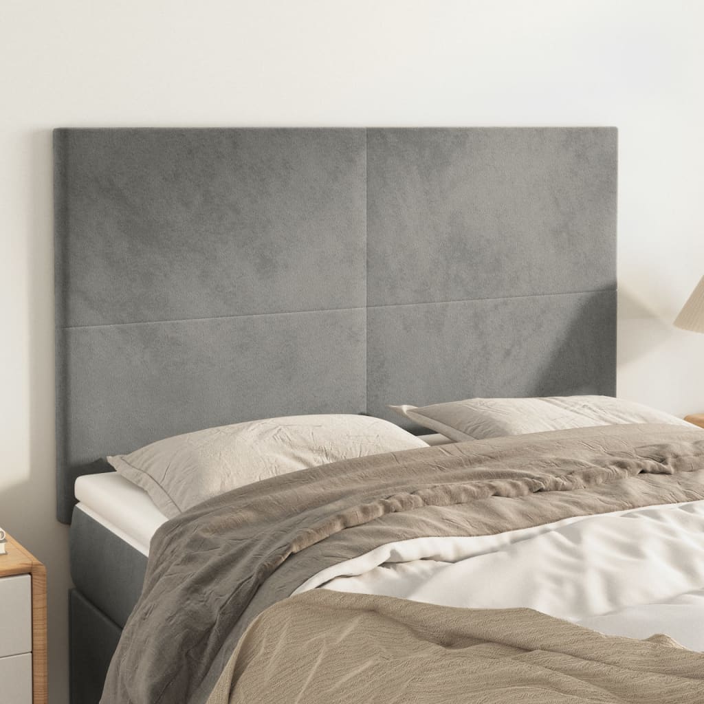 Cabeceira cinza claro 144x5x118/128 cm veludo