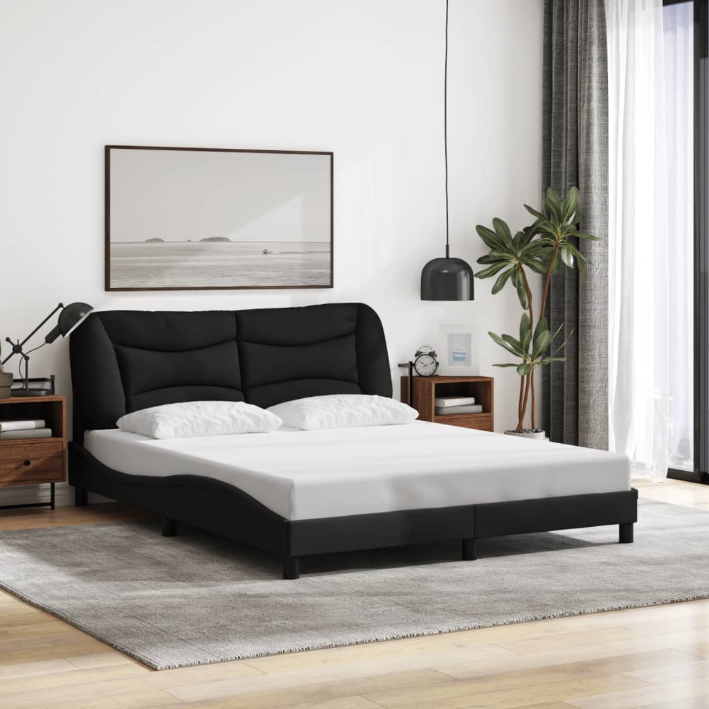 Estrutura de cama com LED sem colchão hvar 160x200 cm tecido preto