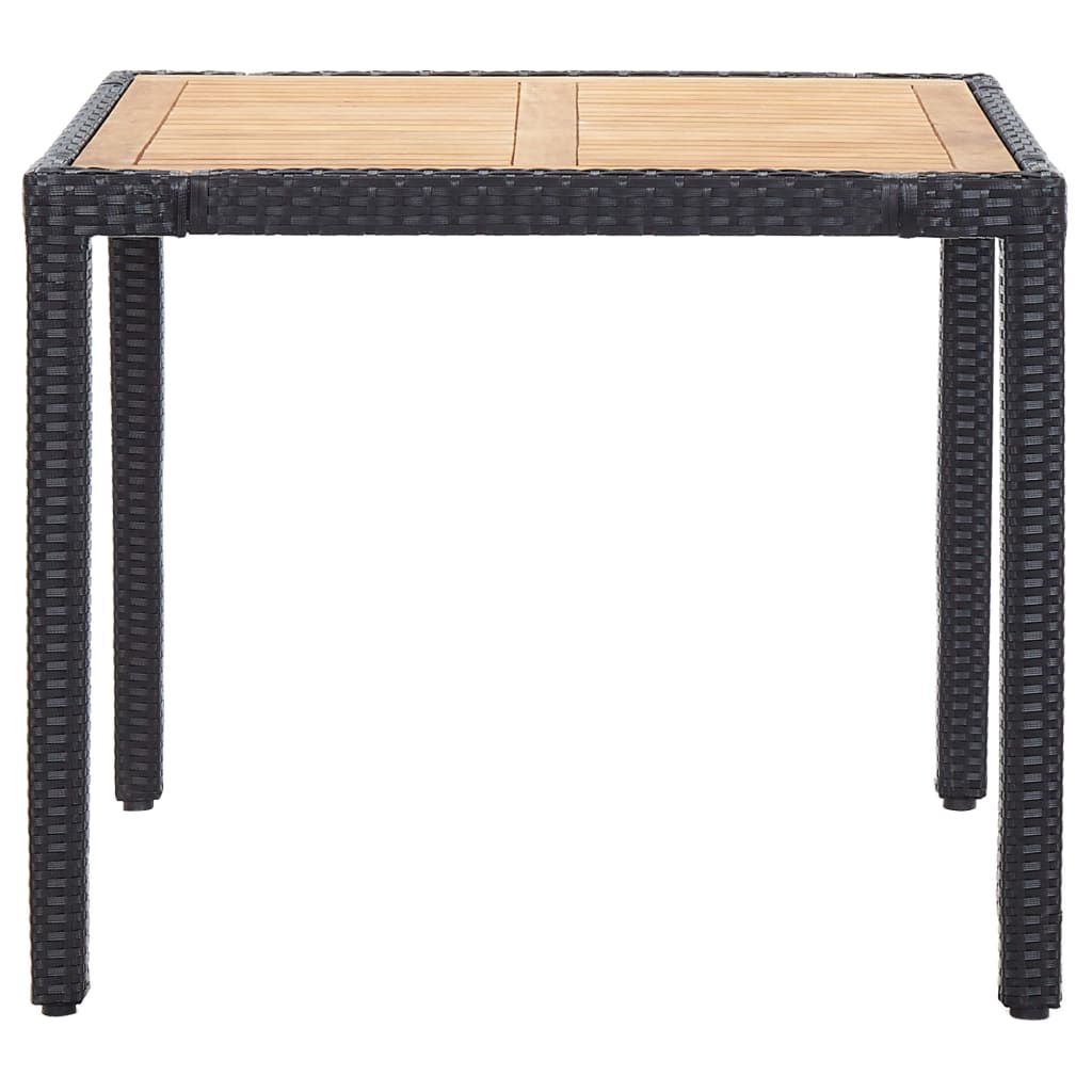 5 Pcs conjunto jantar exterior com almofadões vime PE preto