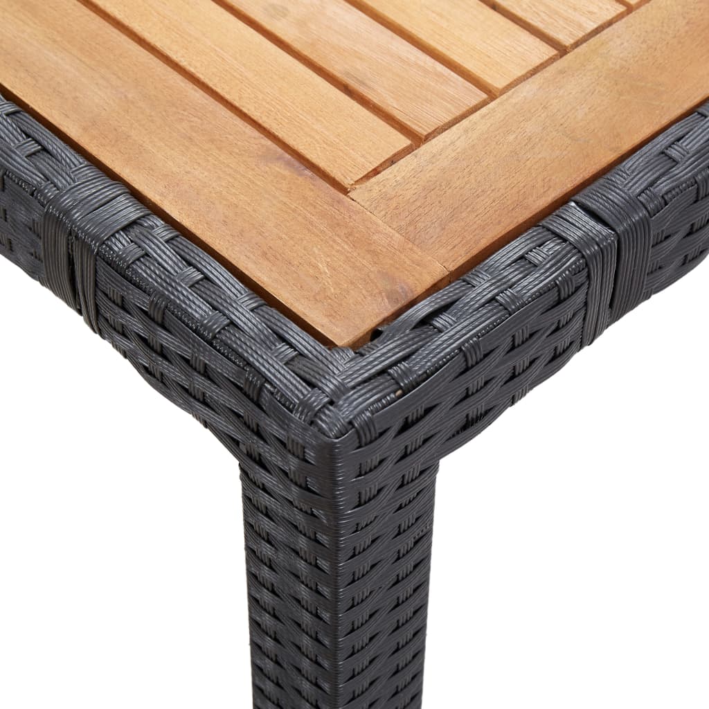 5 Pcs conjunto jantar exterior com almofadões vime PE preto