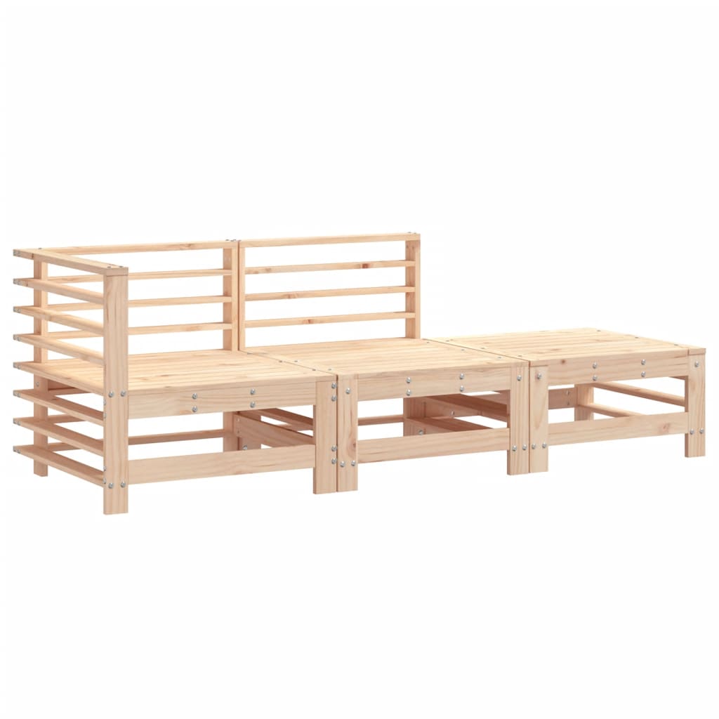 3 Pcs conjunto lounge de jardim madeira de pinho maciça