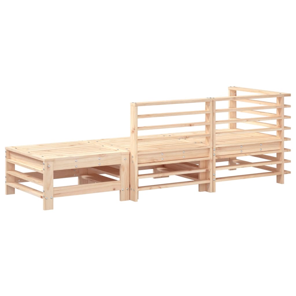 3 Pcs conjunto lounge de jardim madeira de pinho maciça