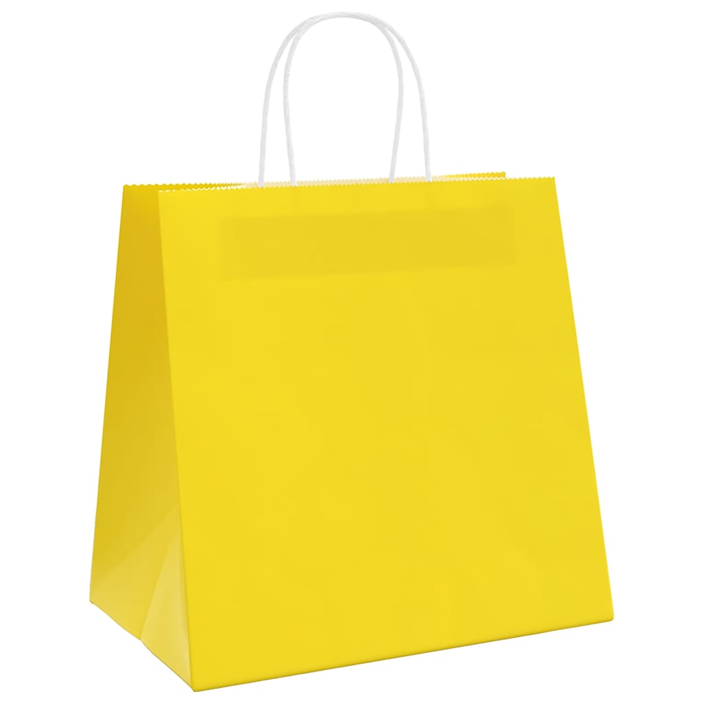 Sacos de papel 250 unid com alças amarelo 26x17x25 cm