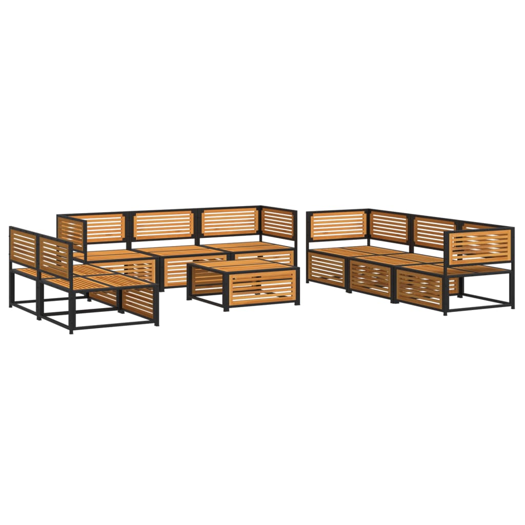 9 Pcs conjunto de sofás de jardim com almofadões acácia maciça