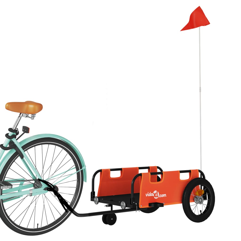 Reboque de bicicleta tecido oxford/ferro laranja