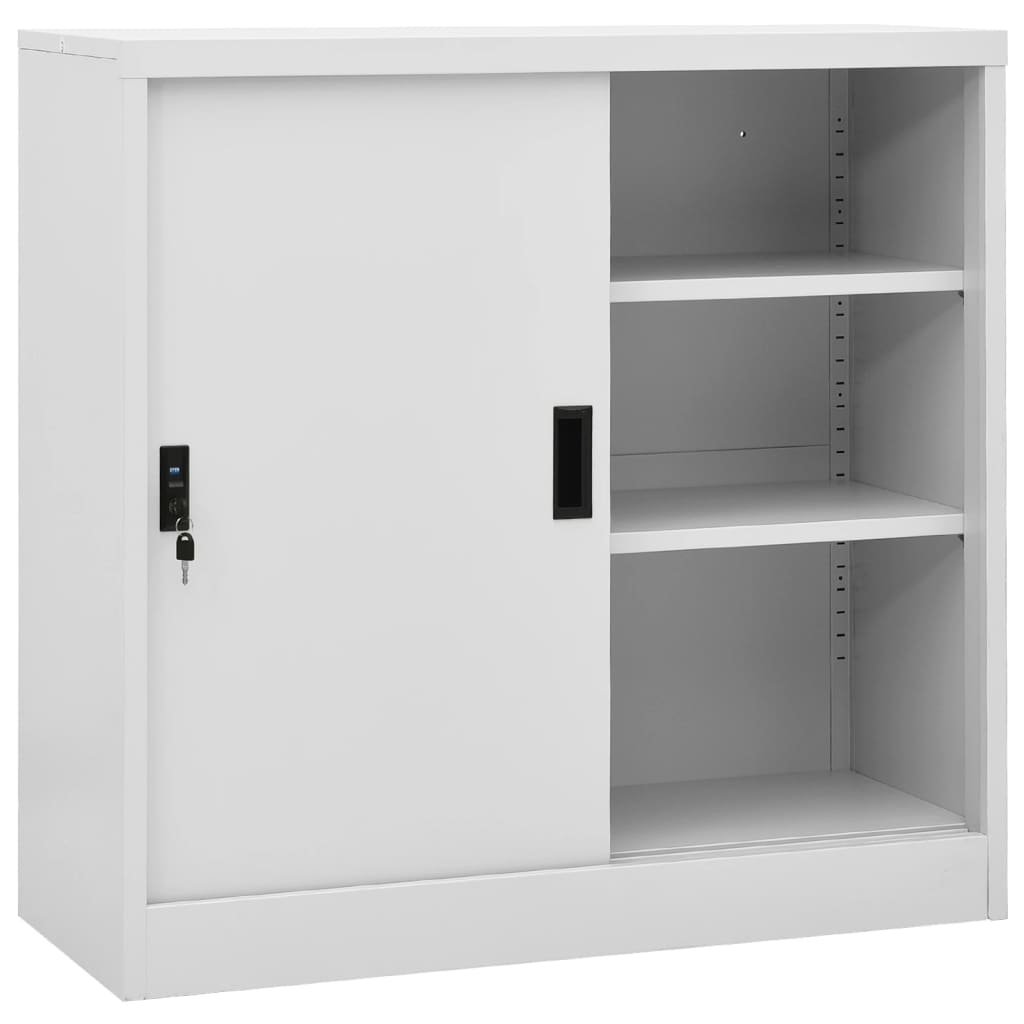 Armário escritório porta deslizante 90x40x90 cm aço cinza-claro