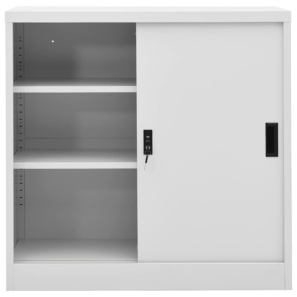 Armário escritório porta deslizante 90x40x90 cm aço cinza-claro