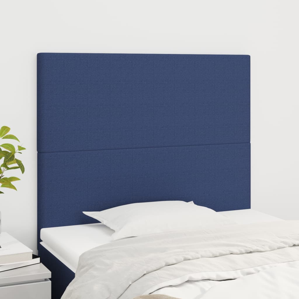 Cabeceira azul 100x5x118/128 cm tecido