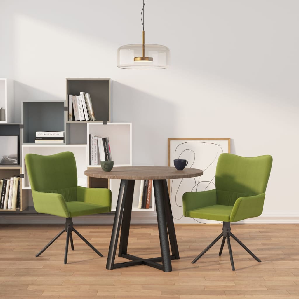 Cadeiras de jantar giratórias 2 pcs veludo verde-claro